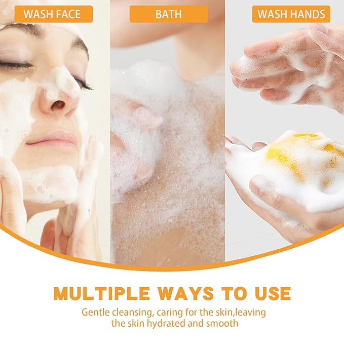 3 PCS Turmeric Soap Bar, Natural Bar Soap for Face & Body, Handmade Tumeric Bar with Coconut Oil, Cleanse Skin, Moisturizing & Soothing Gentle Cleanser for All Skin Types