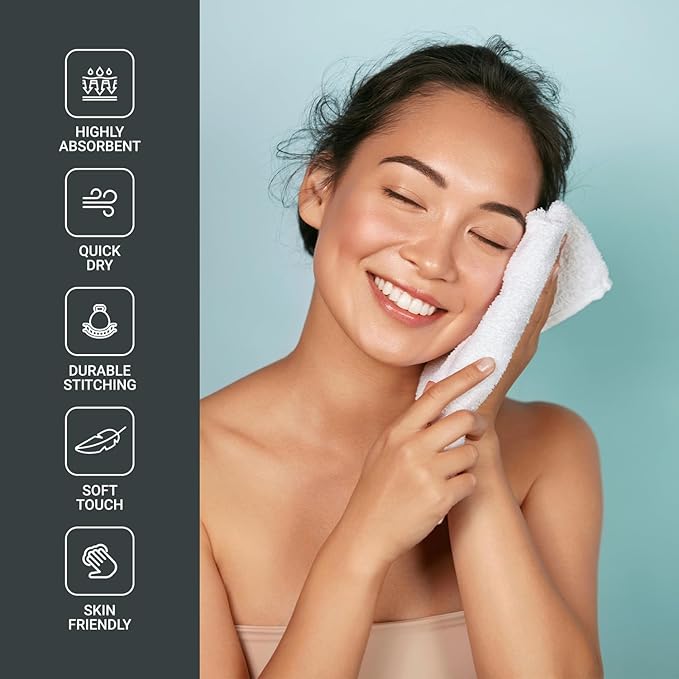 Infinitee Xclusives Premium 100% Cotton Wash Cloths for Showering - Pack of 4, (12x12) Inches - Highly Absorbent, Soft Face Towels, Washcloths Perfect for Bathroom, Hotel, Gym |Vivid Green|