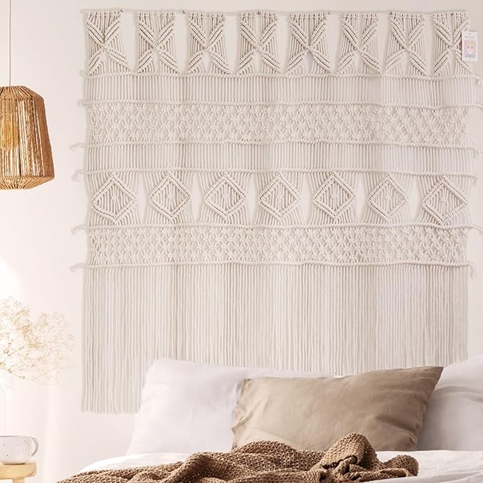 Macrame Wall Hanging Macrame Curtains Boho Door Curtain Panels Handmade Wall Art Home Wall Décor,52"x 57"