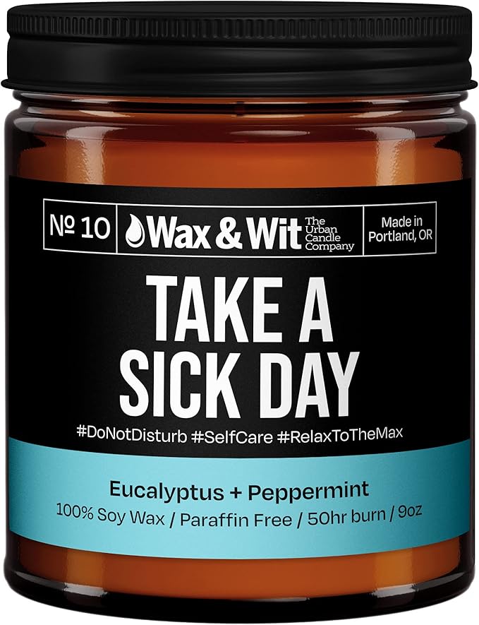 Wax & Wit Funny Soy Candle Gift for Women - Humorous, Aromatherapy Soy Wax Candle, Ideal for Housewarming, Coworker, Birthday – Eucalyptus Peppermint - 9oz