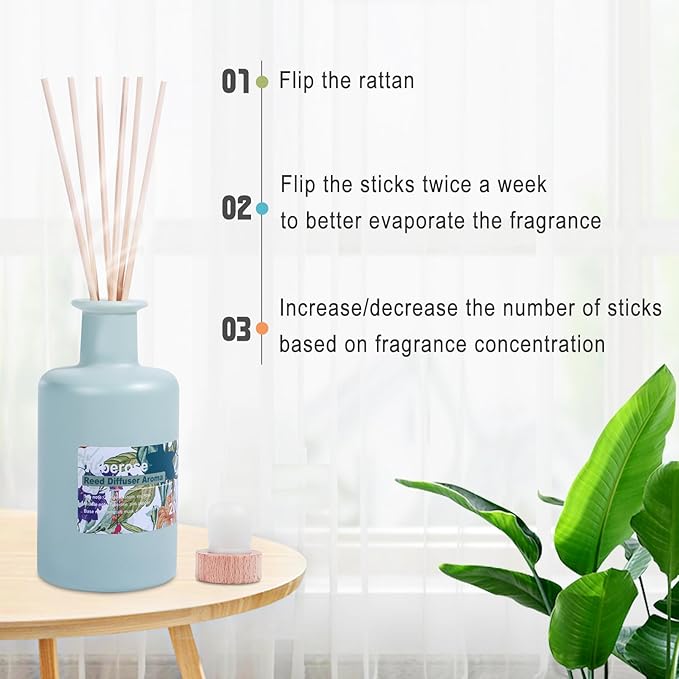 Reed Diffuser Set - Tuberose Essential Oil, 200ml/6.8fl oz Orange Blossom Floral Aroma Scented Oil, Sandalwood Aroma Aromatherapy, Home Fragrance with Rattan Sticks for Room Decor
