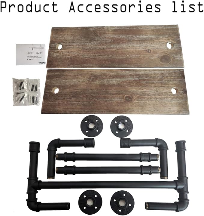 Industrial Pipe Shelf,2 Tiered Metal Towel Racks for Bathroom,20" Industrial Pipe Floating Shelves Shelving,Rustic Wood Wall Mount Shelf with Bar,Iron Towel Holder