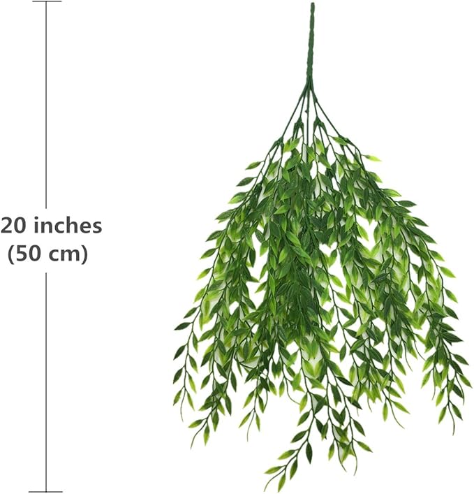 CATTREE Artificial Weeping Willow, Plastic Plants Greenery Leaves Fake Hanging Vine Faux Ivy Garland UV Resistant for Indoor Outdoor Garden Baskets Wedding Party Table Decor Decoration 4 Pack
