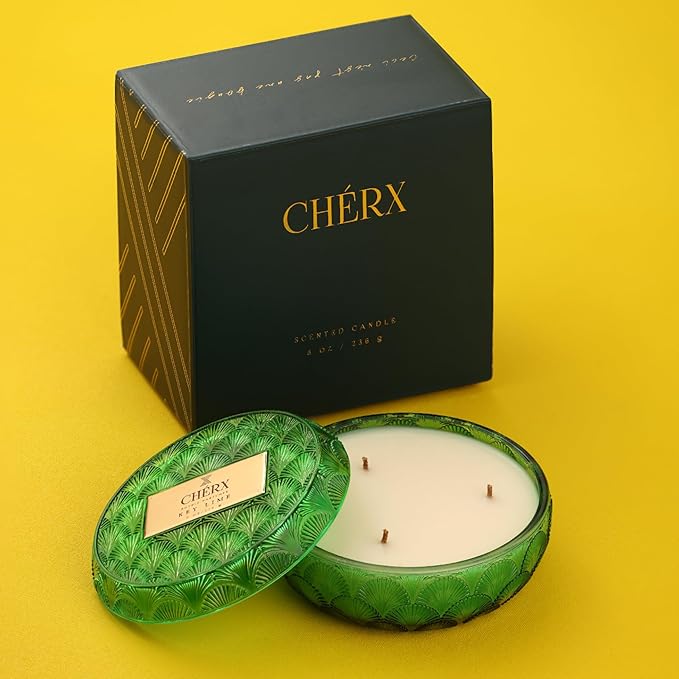 Soy Wax Glass Bowl Candle, 20-25 Hours Burn Time, Natural Essential Oils, Calming Ambiance (Bowl, Key Lime)