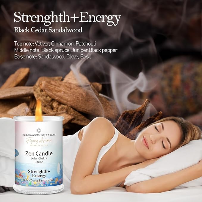APSARAS Strength+Energy Scented Candles, Black Cedar+Sandalwood Aromatherapy Spring Candle Sets for Women Gift for Bathroom, Jar Non Toxic Soy Candles for Home Scented, 36 Hours Burn Time