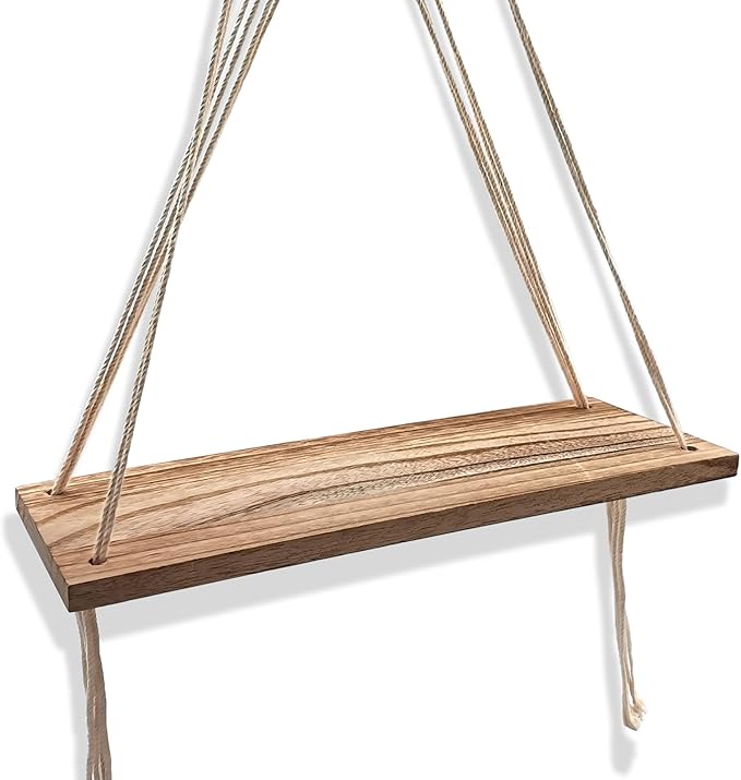 2 Pack Boho Shelf Wood Hanging Shelves Floating Wall Swing Storage Shelves Boho Wall Decor