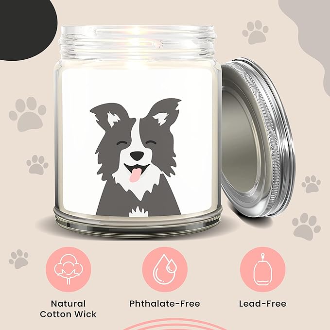1OAK Lavender Scented Candles - Dog Lover Gifts for Women - Dog Themed Gifts - Made in USA (Border Collie)
