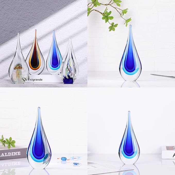 DOVDOV Hand-Blown Glass Sculpture, Unique Mediterranean Decorative Glass, Suitable for Office, Bookshelf, Living Room Coffee Table, Mantelpiece Filling