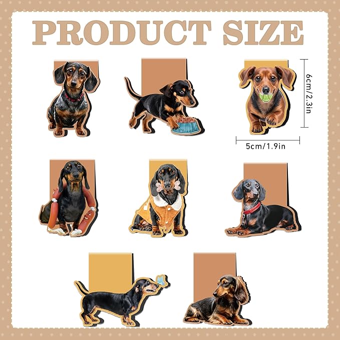 Dachshund Magnetic Bookmarks: 8 Pcs Dog Magnet Book Mark Dachshund Gifts, Cute Dog Man Page Markers, Gift for Kids Women Men Students School Office Supplies