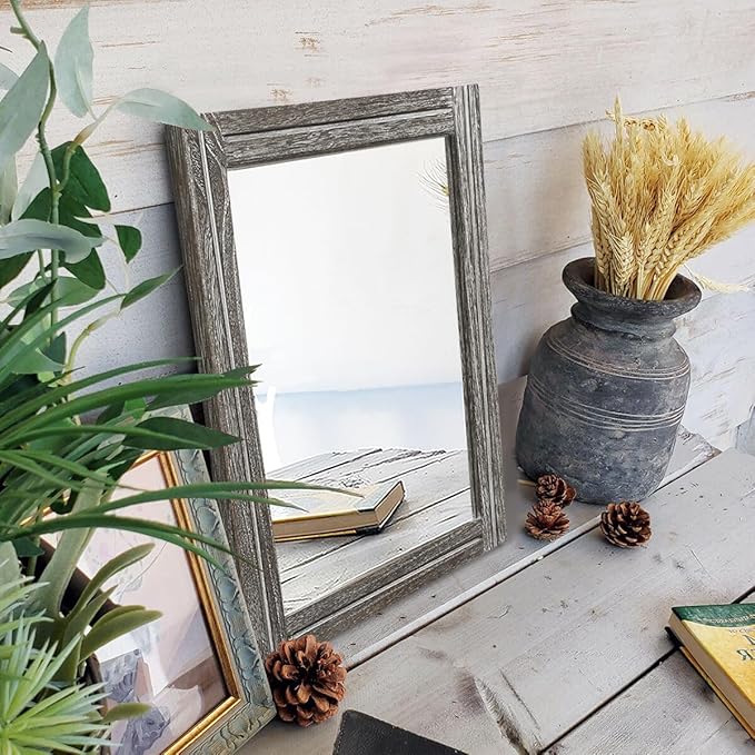AAZZKANG Mirrors for Wall with Wooden Frame Rustic Wall Mirror Rectangular Decorative for Bedroom Bathroom Living Room Entryway Hanging