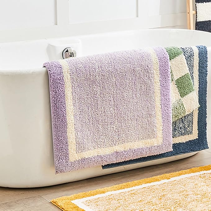 CozeCube Bath mats for Bathroom Non Slip, Purple Bath Rug, Fluffy Bath Rugs for Bathroom Washable, Extra Soft and Absorbent Microfiber Runner Rug, 47" x 24"