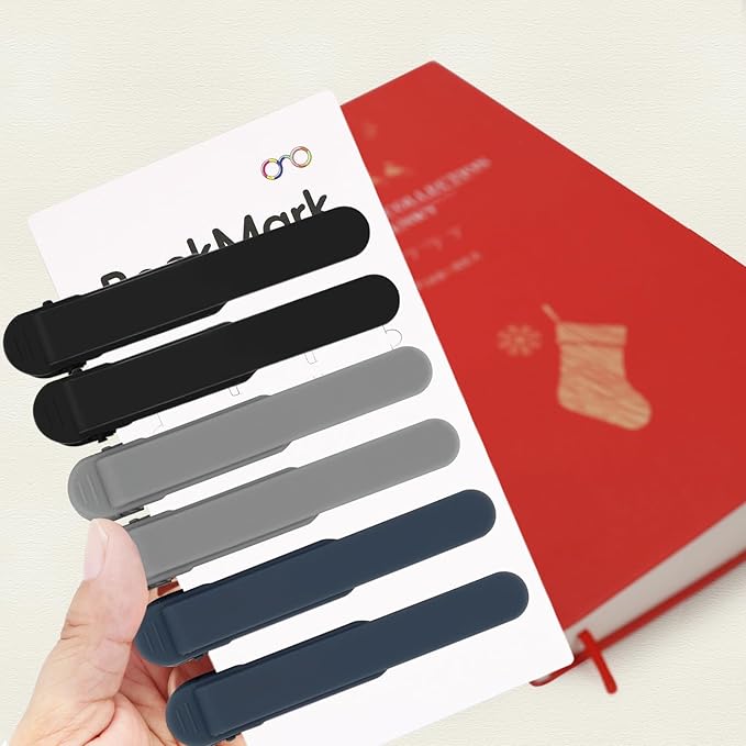 SMUK 6pcs Automatic Bookmark, Unique Silicone Bookmark Book Markers for Women Men Girls Reading Lovers Teachers, Book Clip Page Keeper Gifts for Book Lovers