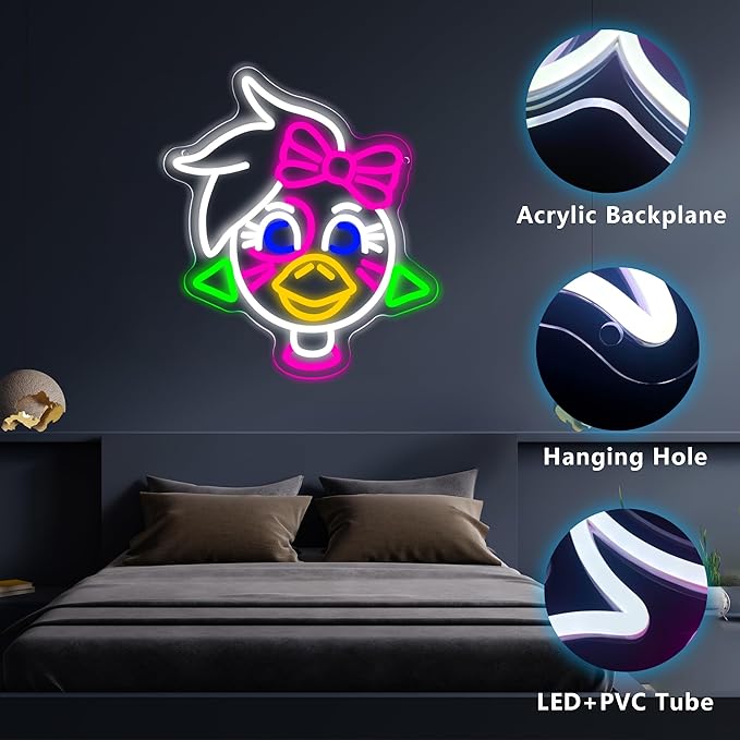 Anime Cartoon Butterfly Bunny Neon Signs for Wall Decor, Gaming Room Decor, USB Dimmable Anime Game Neon Light for Man Cave Kids Room Bedroom Bar Birthday Fan Gifts