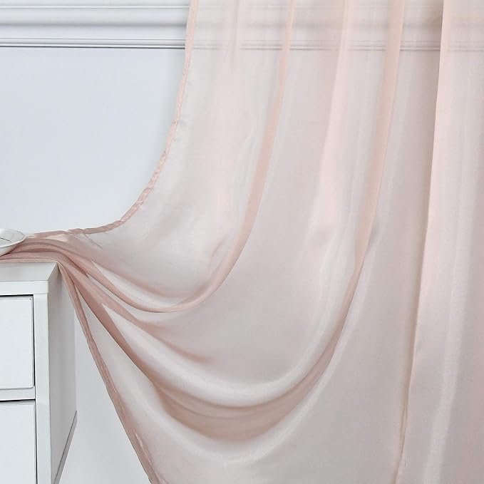 DONREN 2 Panels Solid Color Blush Pink Sheer Curtains Elegant Rod Pocket Window Voile Panels Drapes for Bedroom Living Room (52X84 Inches)
