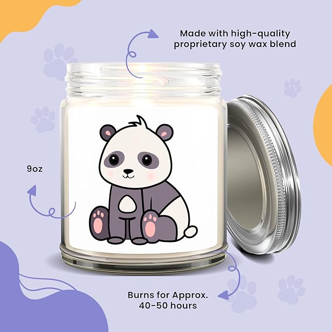 1OAK Lavender Scented Candles - Panda Candle - Panda Gifts for Women - Made in USA