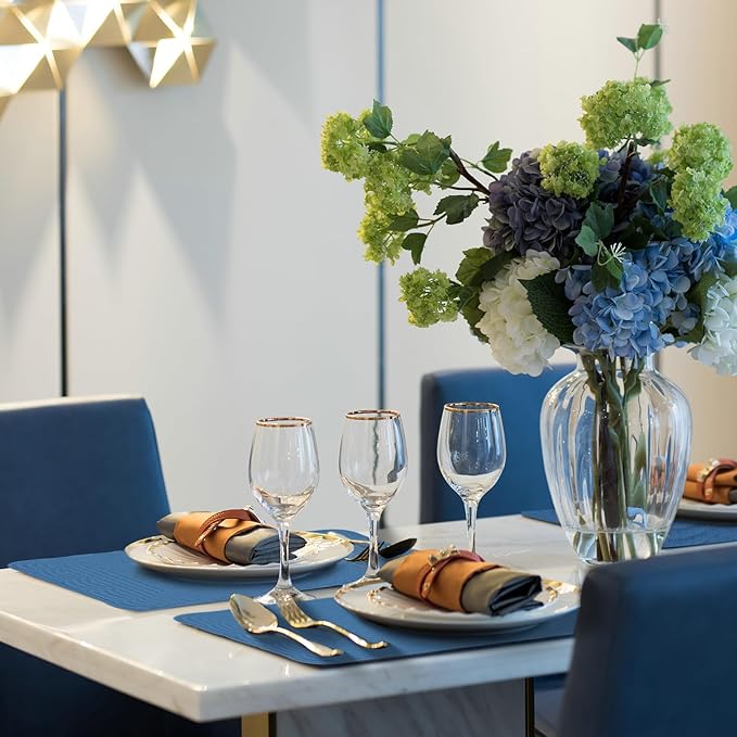 Blue 100% Cotton Placemats Set of 6, Rectangular Placemats Machine Washable-13x18 Inches for Kitchen or Dining Table Fabric Rectangular Table Mats