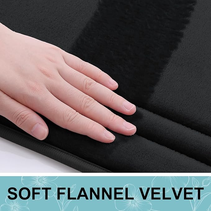 Grandaily Memory Foam Bath Mat Rug 70x24, Ultra Soft, Non-Slip and Absorbent Bathroom Rugs, Machine Wash Dry, Comfortable Bath Carpet for Bathroom Floor, Tub and Shower, Black