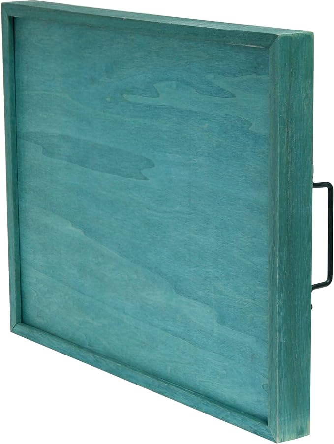Elegant Designs, 15.50" x 12", Blue Wash Home Decorative Wood Serving Tray w/Handles (HG2000-BHW)
