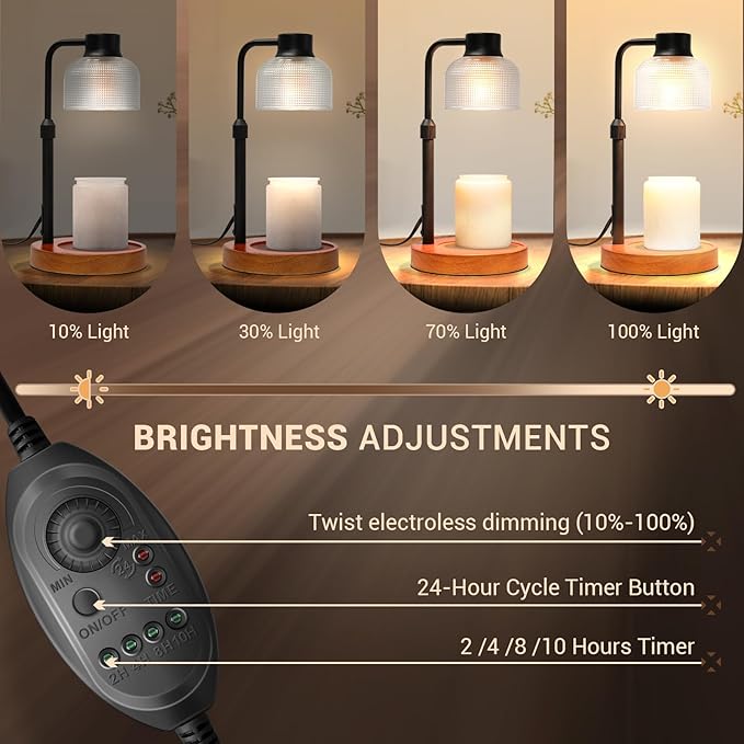 KLL Candle Warmer Lamp with Timer: Birthday Gifts for Women Mom - Wax Warmer Lamp for Jar Candles with 2 Bulbs for Room Decor - House Warming Gifts for New Home