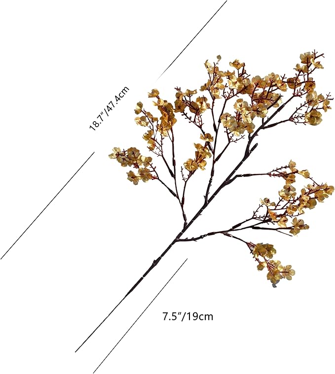Mandy's Gold Artificial Baby’s Breath Flowers 15 Bundles Silk Gypsophila with Bendable Stems for Fall Centerpiece Wedding Decor and Table Arrangements