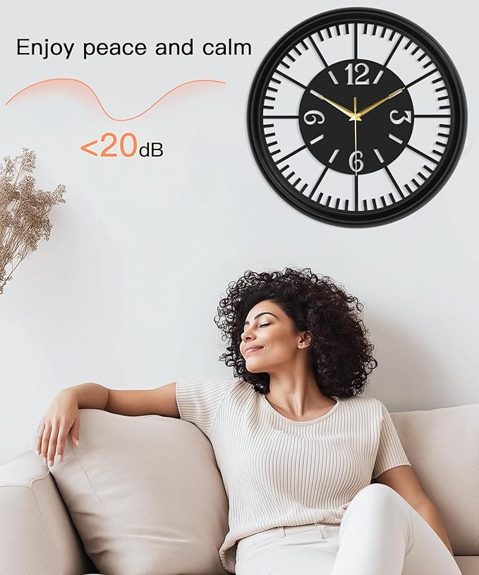 Modern Metal Wall Clock – Silent Non-Ticking, Battery Operated Clock with Hollow-Out Design, Decorative Clock for Living Room, Bedroom, or Office Wall Decor-18”