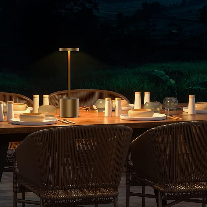SAKRINGT 2 Pack Cordless Table Lamp Rechargeable,5000mAh Battery Powered Table Light, Dimming Portable LED Desk Lamp for Patio/Restaurant/Outdoor