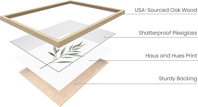 HAUS AND HUES Plant Wall Art - Botanical Prints Wall Art, Green Wall Art Collection Set Plant Pictures Wall Art, Leaves Paintings Minimalist Sage Green Wall Decor (Beige Frame, 11x14)
