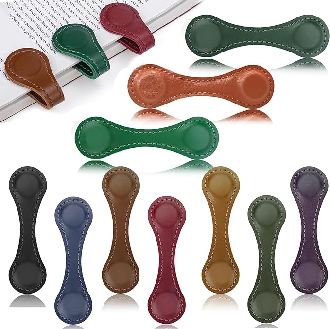 10PCS Magnetic Bookmarks, Leather Magnetic Bookmarks for Women, Double-Sided Magnetic Book Mark Clip Gift for Book Lover Readers Men Women Teachers Students, Book Accessories