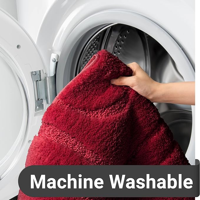 DEXDE Bathroom Rugs Runner 24 x 72 Inch, Extra Long Bathroom Rug Non-Slip Machine Washable Bath Mats, Burgundy Red Soft Carpets for Shower