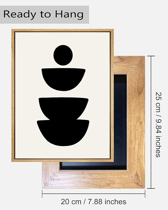 ๐๐ฟ๐๐ผ๐๐บ Black Abstract Boho Wall Art Minimalist Geometric ๐๐ฟ๐ฎ๐บ๐ฒ๐ฑ Wood Wall Decor Boho Room Decor Black Beige Art Canvas Painting Mid Century Modern Prints Bohemian Posters for Bedroom Kitchen Office