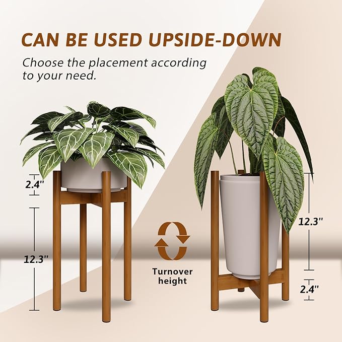 Adjustable Plant Stand Light Brown Tall