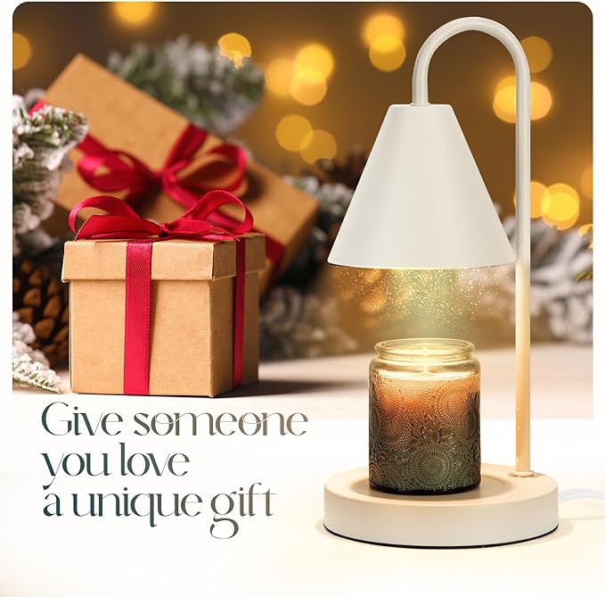 Candle Warmer Lamp,Electric Candle Warmer with Dimmable Light,Scented Wax Melter,No Smoke,Compatible with Various Jar,with 2 Light Bulbs,Home Decor-Milk Coffee