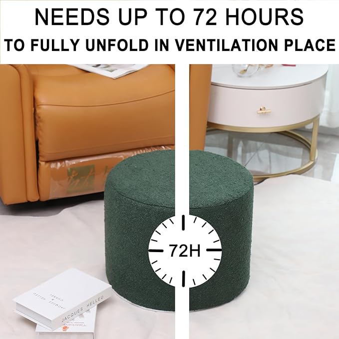 Asuprui Supportive Boucle Pouf Ottoman and Foot Rest Elevate Your Living Room Decor with Lightweight Pouf Filler Modern Foam Stuffed Poof Perfect to Rest Your Feet Moss Green