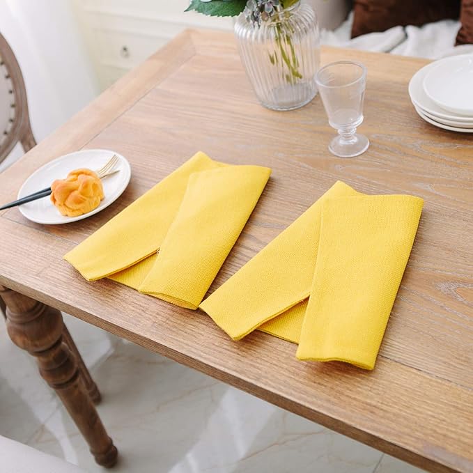4 Piece Soft Handmade Faux Linen Place Mats Heat Resistant Dining Table Place Mats Kitchen Table Mats 12x18 Yellow