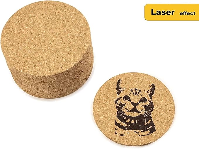 Cork Coasters for Drinks - 50 Pack 3.5" Round Natural Cork Pads, Laser Engravable & Non-Slip Drink Coasters Set for Coffee, Wine, Beer - Perfect Bar, Office, Wedding Gift - FP FAITHFUL PANDA