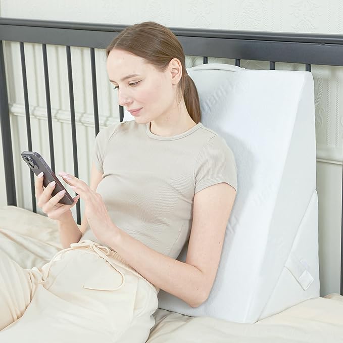 Bed Wedge Pillow, Adjustable 9 &12 Inch Foldable Bed Wedge Pillow for Sleeping, Memory Foam Triangle Pillow Wedge System for Legs and Back Support Pillow