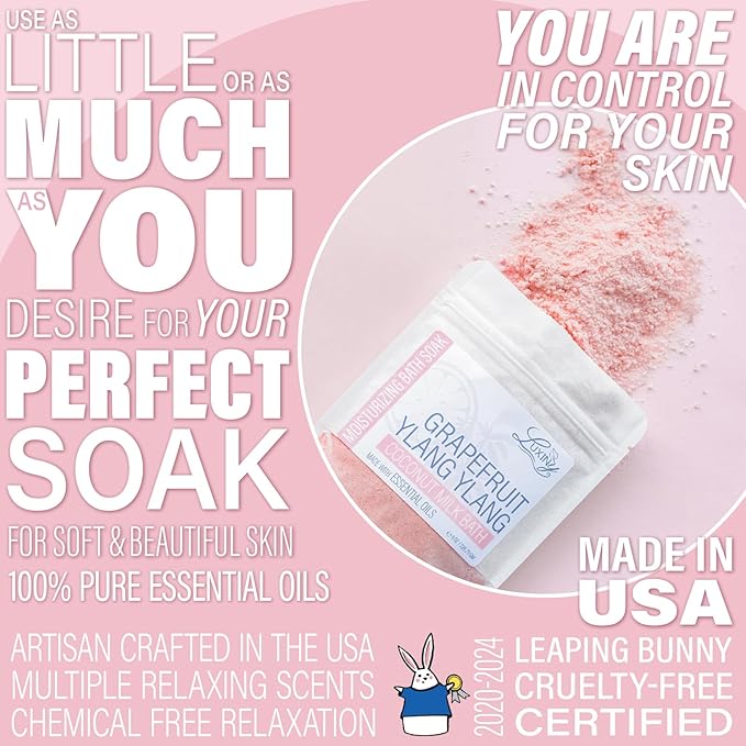 Vegan Milk Bath Soak Made with Moisturizing Coconut Milk Powder & Sweet Almond Oil for a Bath Bomb Dust Soothing Fizz & Relaxing Soak, 8 oz. (Grapefruit Yang Yang)