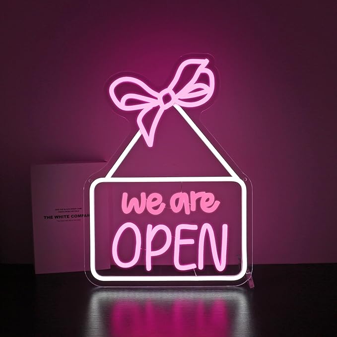 Neon Sign, HSJNJKFU Open Neon Signs for Wall Decor We are Open Led Neon Light Signs for Shop Party Bar Beer Signs - USB Powered.