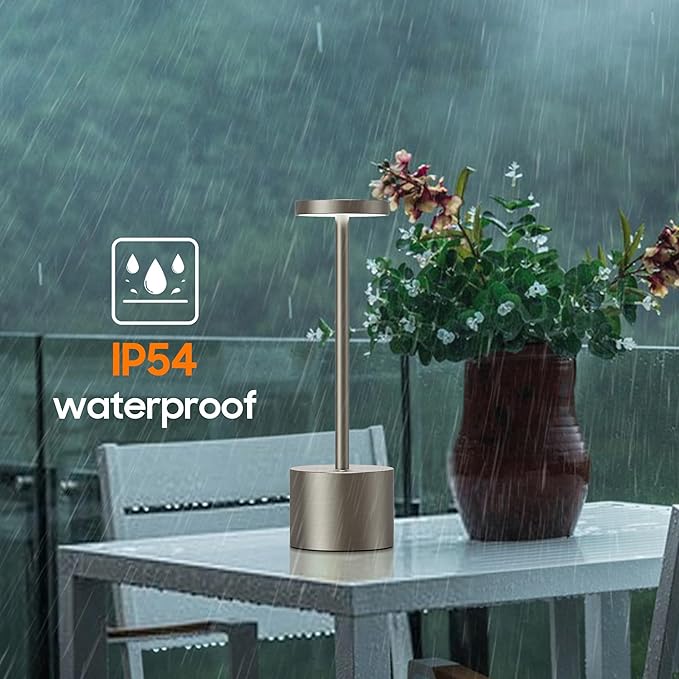 Cordless Table Lamp, Rechargeable LED Battery 6000mAh Metal USB Portable Powered Desk Lamp, 3 Levels Brightness Light for Restaurants Outdoor (11.70in Silver)