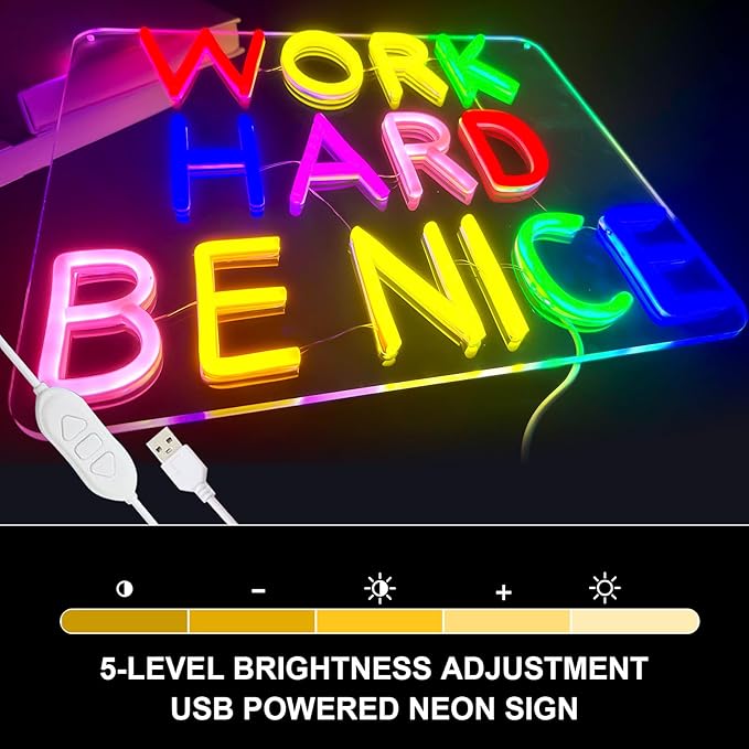 Neon Signs for Wall Decor, Bright Dimmable Motivational Quotes LED Neon Sign for Inspirational Office Home Bedroom Wall Decor, Positive Birthday Gifts Room Party Kids