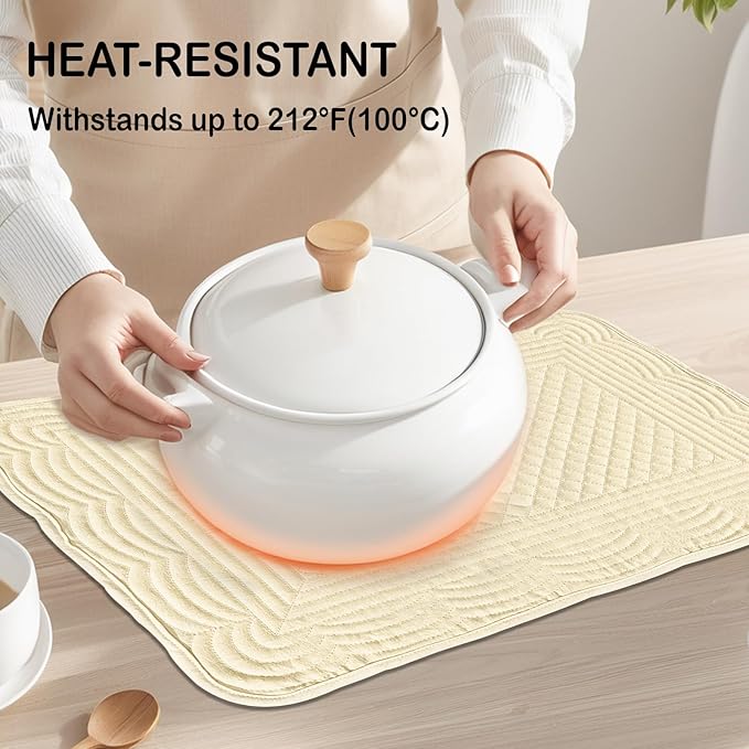 Apricot 100% Cotton Placemats Set of 6, Rectangular Placemats Machine Washable-13x18 Inches for Kitchen or Dining Table Fabric Rectangular Table Mats