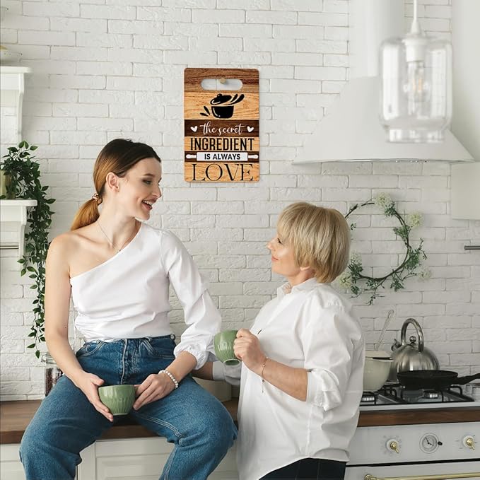 Farmhouse Kitchen Decor, Kitchen Signs Wall Decor, KKitchen Decorations, Kitchen Door Wall Hanging Decor, The Secret Ingredients Is Always Love Wood Sign 8 x 12 Inch