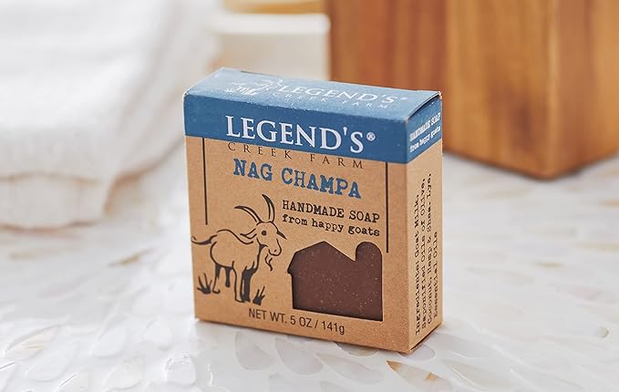 Legend's Creek Farm Goat Milk Soap - Cleansing Moisturizing Soap Bar for Hands and Body - 5 Oz Creamy Lather, Nourishing, Gentle Natural Soap for Sensitive Skin (Nag Champa, Pack of 2)