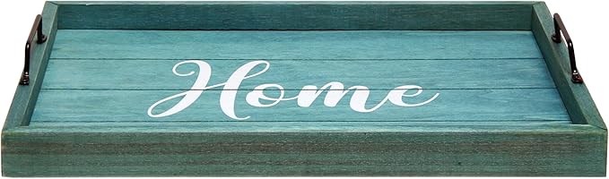Elegant Designs, 15.50" x 12", Blue Wash Home Decorative Wood Serving Tray w/Handles (HG2000-BHW)