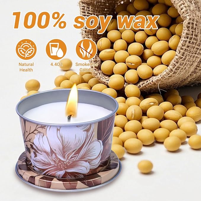 Soy Wax Aromatherapy Candles 3-Pack - 10H Burning Smokeless Candles, Non-Toxic Essential Oil Blend for Stress Relief & Sleep, Lavender Thyme/Apple Cinnamon/Balsam Cedar, Eco-Friendly Gift Set (2.2oz)