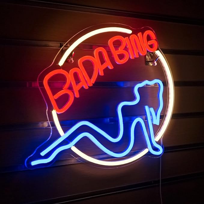 Bada Bing Neon Signs Led Sign for Bedroom Sopranos Merch Light up Sign Neon Light Sign with USB/Switch Operated Man Cave Led Neon Sign for Wall Decor Bar Club Party Bedroom