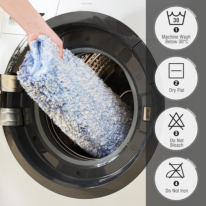 TECHMILLY Super Soft Shaggy Bathroom Rugs, Absorbent Thick Non Slip Microfiber Bath Rugs, Quick Dry Machine Washable Bath Mat for Bathroom Floor, Bathtub and Shower 17"x24"