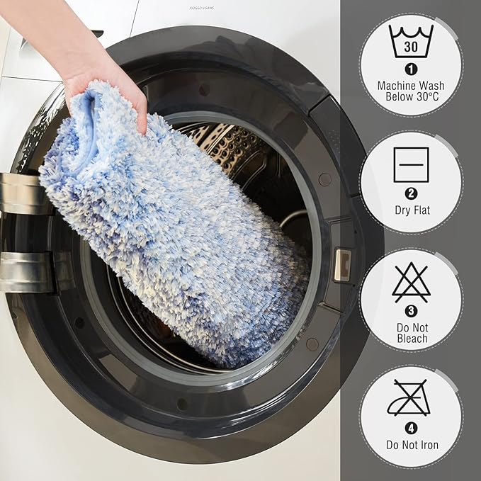 TECHMILLY Super Soft Shaggy Bathroom Rugs, Absorbent Thick Non Slip Microfiber Bath Rugs, Quick Dry Machine Washable Bath Mat for Bathroom Floor, Bathtub and Shower 17"x24"