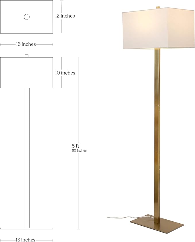 Brightech Stella Mid-Century Modern Standing Lamp, Contemporary Lamp for Living Rooms & Offices, LED Floor Lamp for Reading and Work, Excellent Tall Lamp with Heavy Base for Living Room Décor - Brass