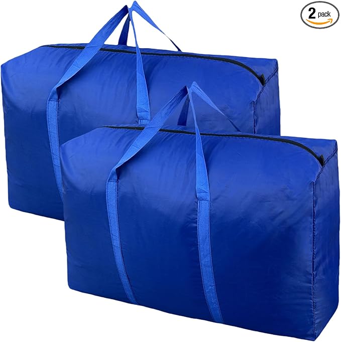100L Extra Large Storage Bags, Big Moving Bags with Strong Zippers & Carrying Handles, Packing Bags for Moving, Storage, Travel and Camping, Storage Totes For Space Saving (Blue, 2 Pack)